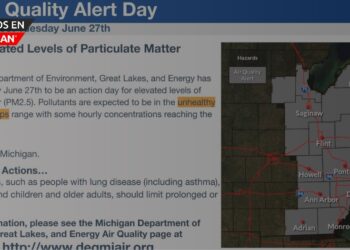 Alerta de calidad del aire para el área metropolitana de Detroit el martes