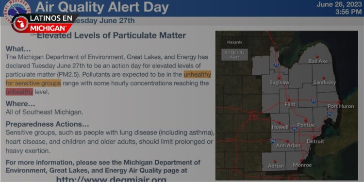 Alerta de calidad del aire para el área metropolitana de Detroit el martes