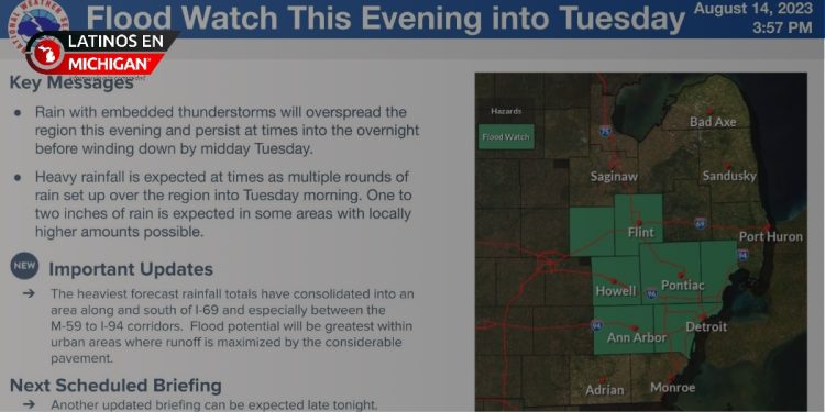 Vigilancia de inundaciones hasta el martes por la tarde en Metro Detroit