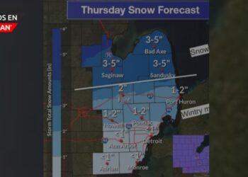 Un sistema invernal afectará al sureste de Michigan el jueves