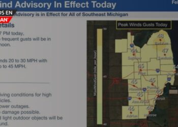 Alerta de viento en el sureste de Michigan por una fuerte caída de temperatura