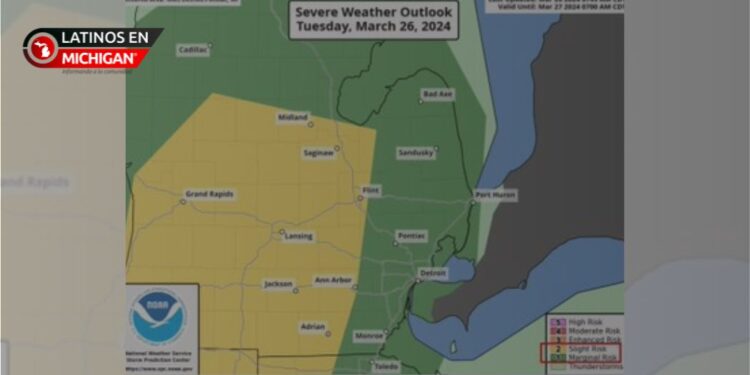 Posibles tormentas severas en el sureste de Michigan, el martes
