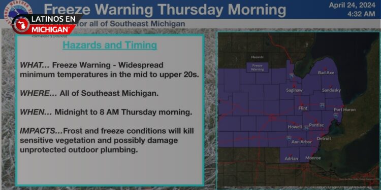 Advertencia de congelación en el sureste de Michigan