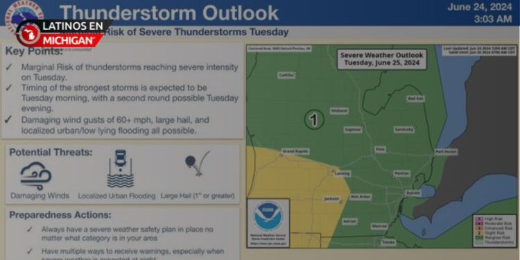 Tormentas se esperan en el sureste de Michigan el martes por la mañana