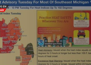 Aviso de calor excesivo en el área metropolitana de Detroit el martes