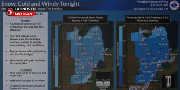 Alerta de clima en Detroit: Se esperan nevadas y condiciones peligrosas en las carreteras