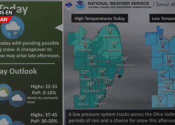 Lluvioso y resbaladizo viernes en Detroit: Cambio de lluvia a nieve esperado