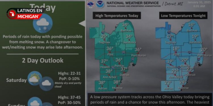 Lluvioso y resbaladizo viernes en Detroit: Cambio de lluvia a nieve esperado
