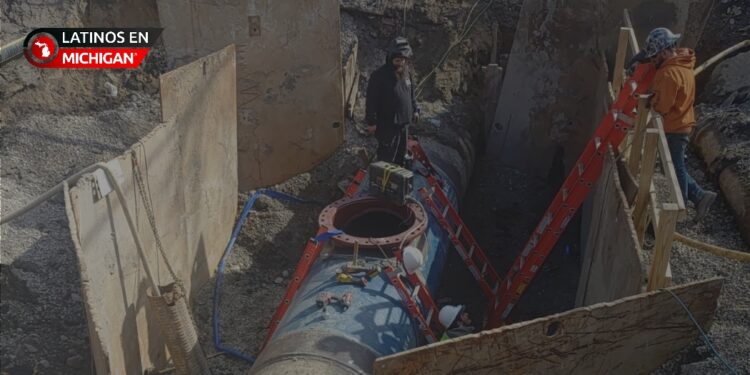 Progreso en la reparación de la tubería principal de agua en Detroit