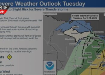 Tormentas severas podrían impactar el sureste de Michigan el martes
