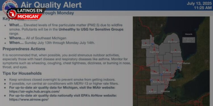 Alerta por calidad del aire en Metro Detroit debido al humo de incendios forestales