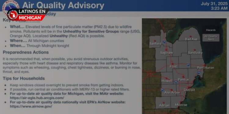 Alerta de calidad del aire en Michigan hasta el viernes