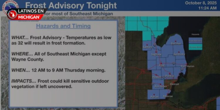 Emiten aviso de heladas para el sureste de Michigan este jueves por la mañana